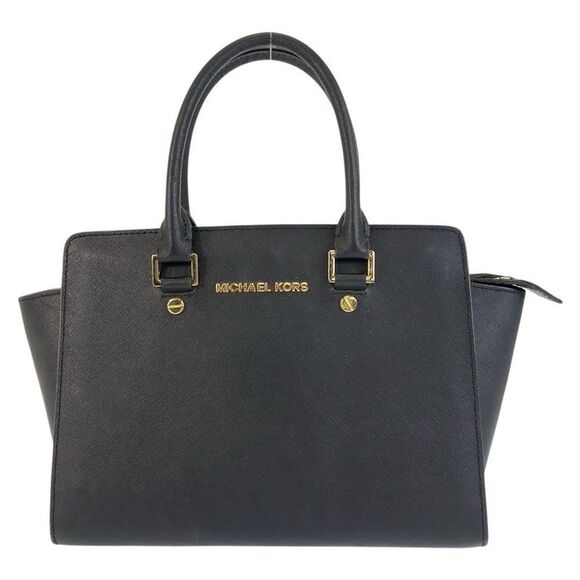 Pre Loved michael kors Ava Satchel Leather Handbag Women black | black Handbags